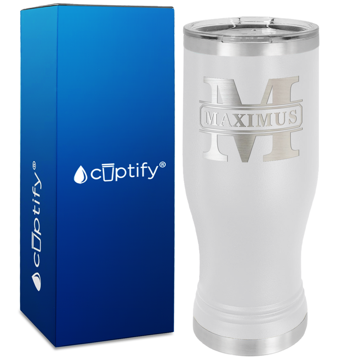 Personalized Vintage Block Engraved on 20oz Pilsner