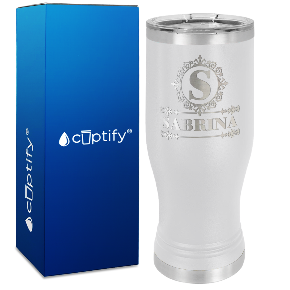 Personalized Ultramodern Initial and Name Engraved on 20oz Pilsner