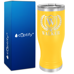 Personalized Monogram with Laurels Engraved on 20oz Pilsner