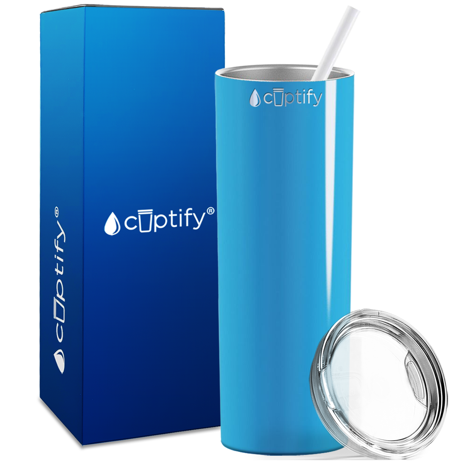  Aqua Blue Gloss Skinny Tumbler