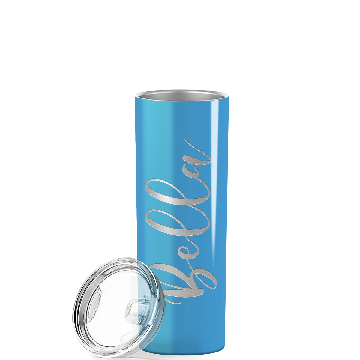 Personalized Engraved 20 oz Skinny 20oz Tumbler - Baby Blue Gloss