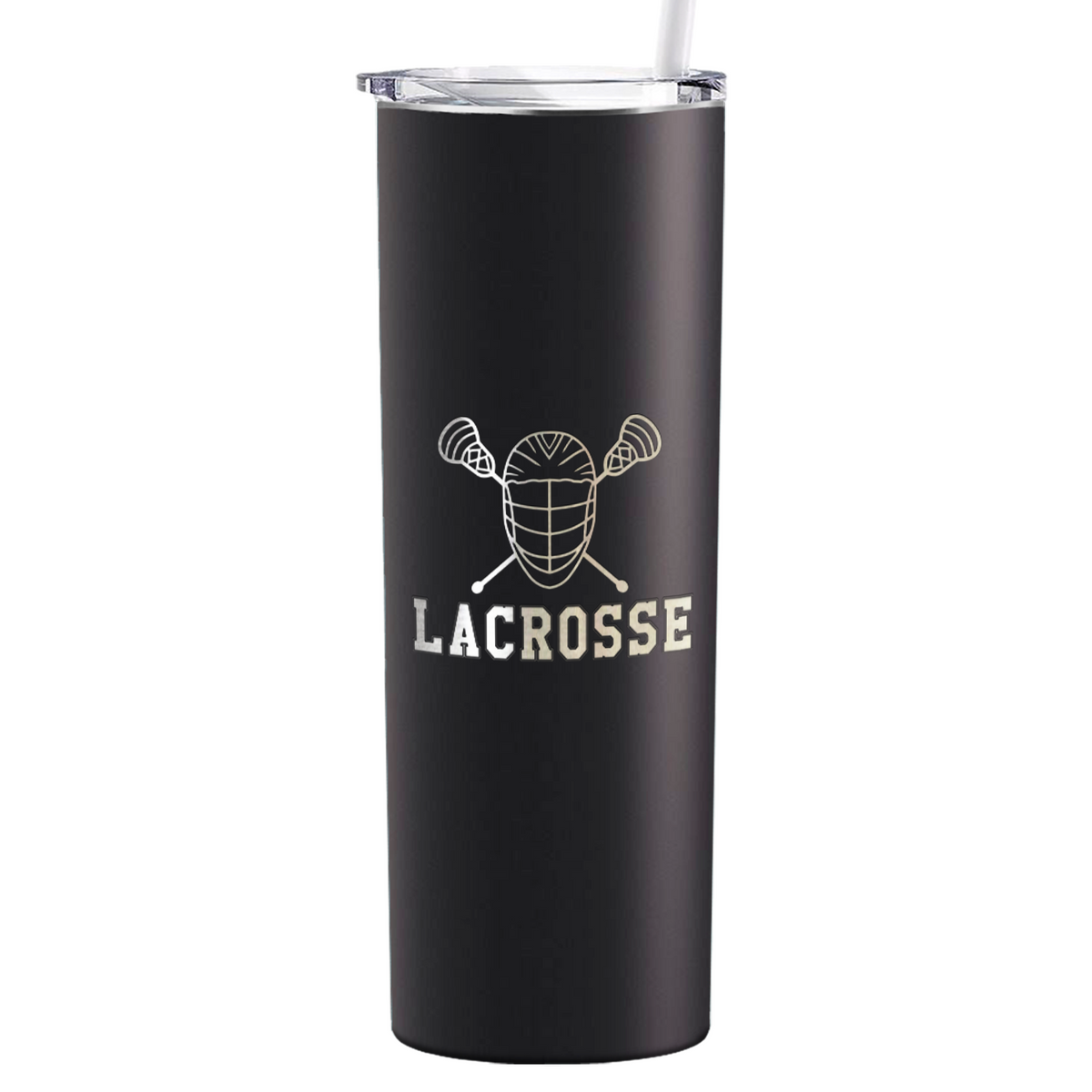 Lacrosse Mask and Sticks Laser Engraved on Stainless Steel Lacrosse Tumbler