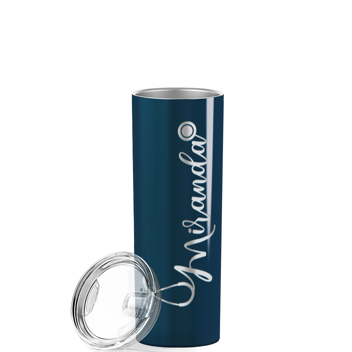 Personalized Nurse Laser Engraved 20oz Skinny Tumbler - Blue Sea Gloss