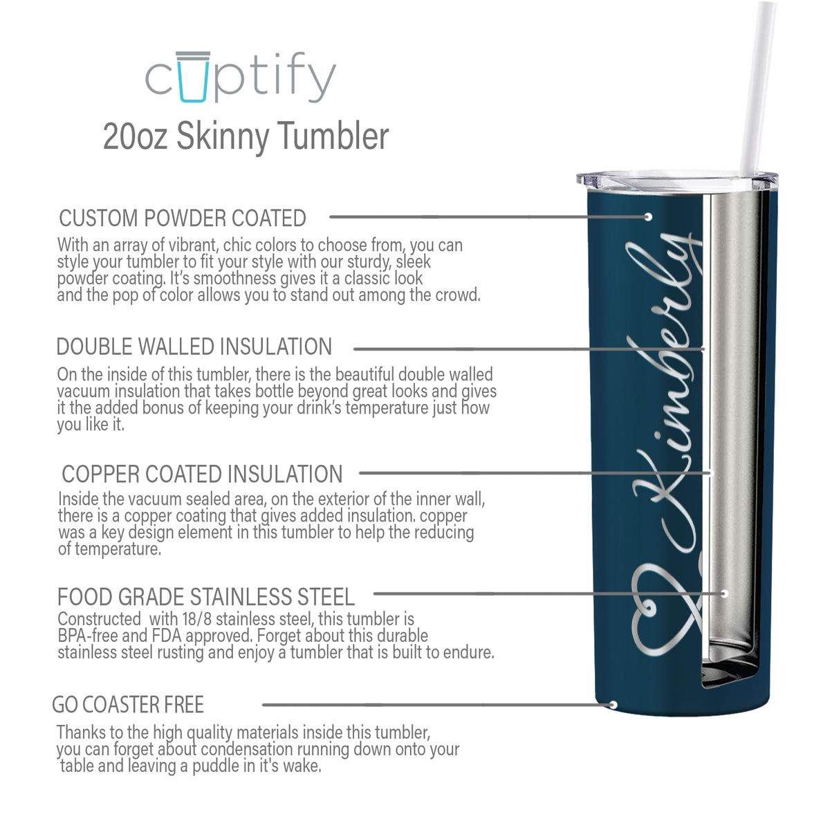 Personalized Nurse Laser Engraved 20oz Skinny Tumbler - Blue Sea Gloss