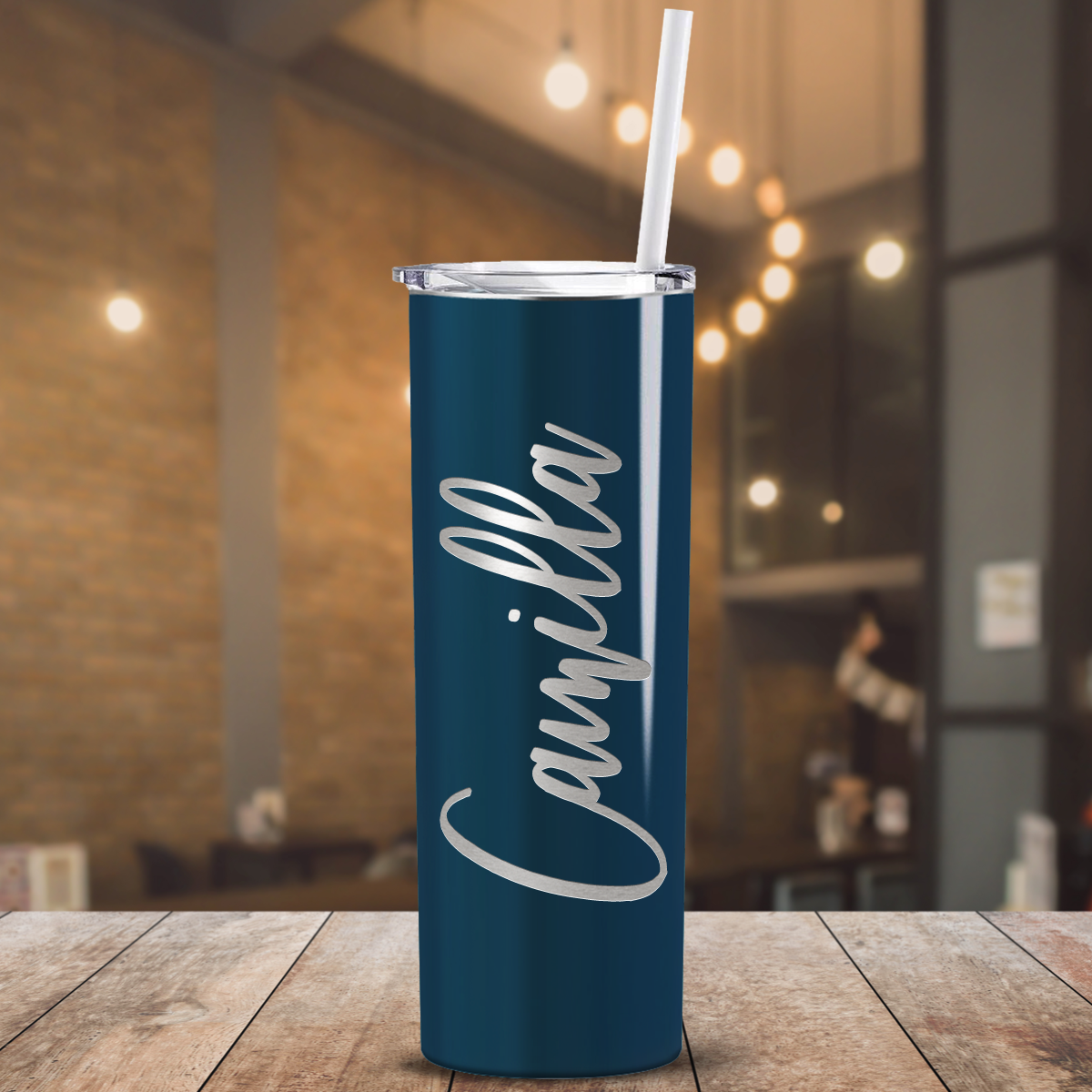 Personalized Engraved 20 oz Skinny 20oz Tumbler - Blue Sea Gloss