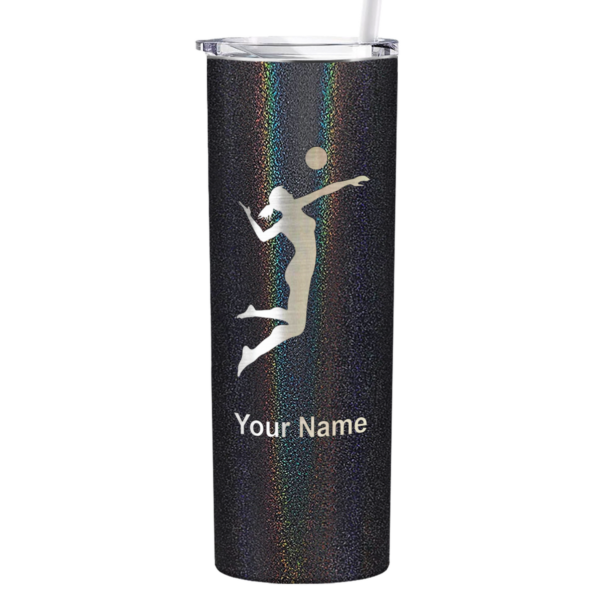 Personalized Volleyball Player Silhouette Laser Engraved on Stainless Steel Volleyball Tumbler