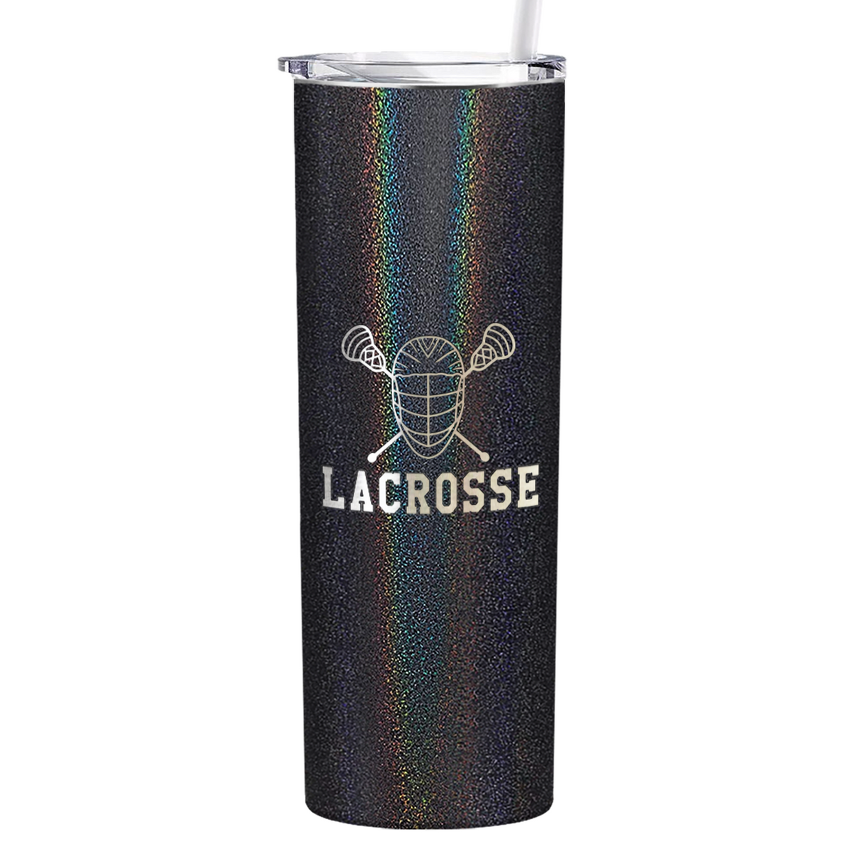 Lacrosse Mask and Sticks Laser Engraved on Stainless Steel Lacrosse Tumbler