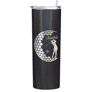 Personalized Women Golfer Laser Engraved on Stainless Steel Golf Tumbler