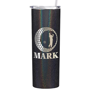 Personalized Golfer in Ball Laser Engraved on Stainless Steel Golf Tumbler