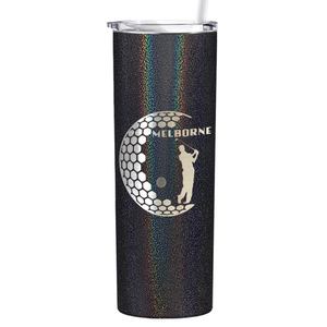 Personalized Golfer in Half Ball Laser Engraved on Stainless Steel Golf Tumbler