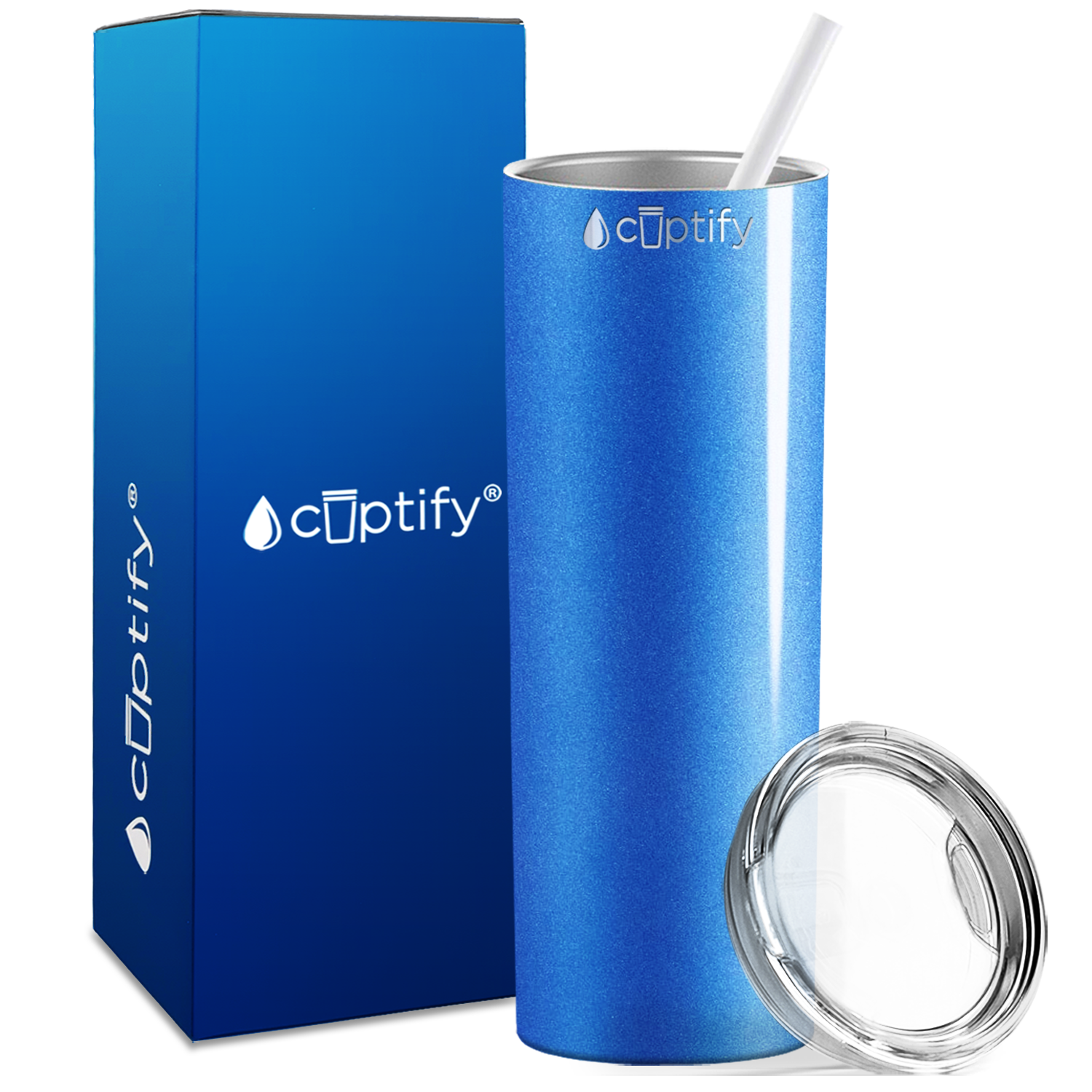  Blue Glitter Skinny Tumbler