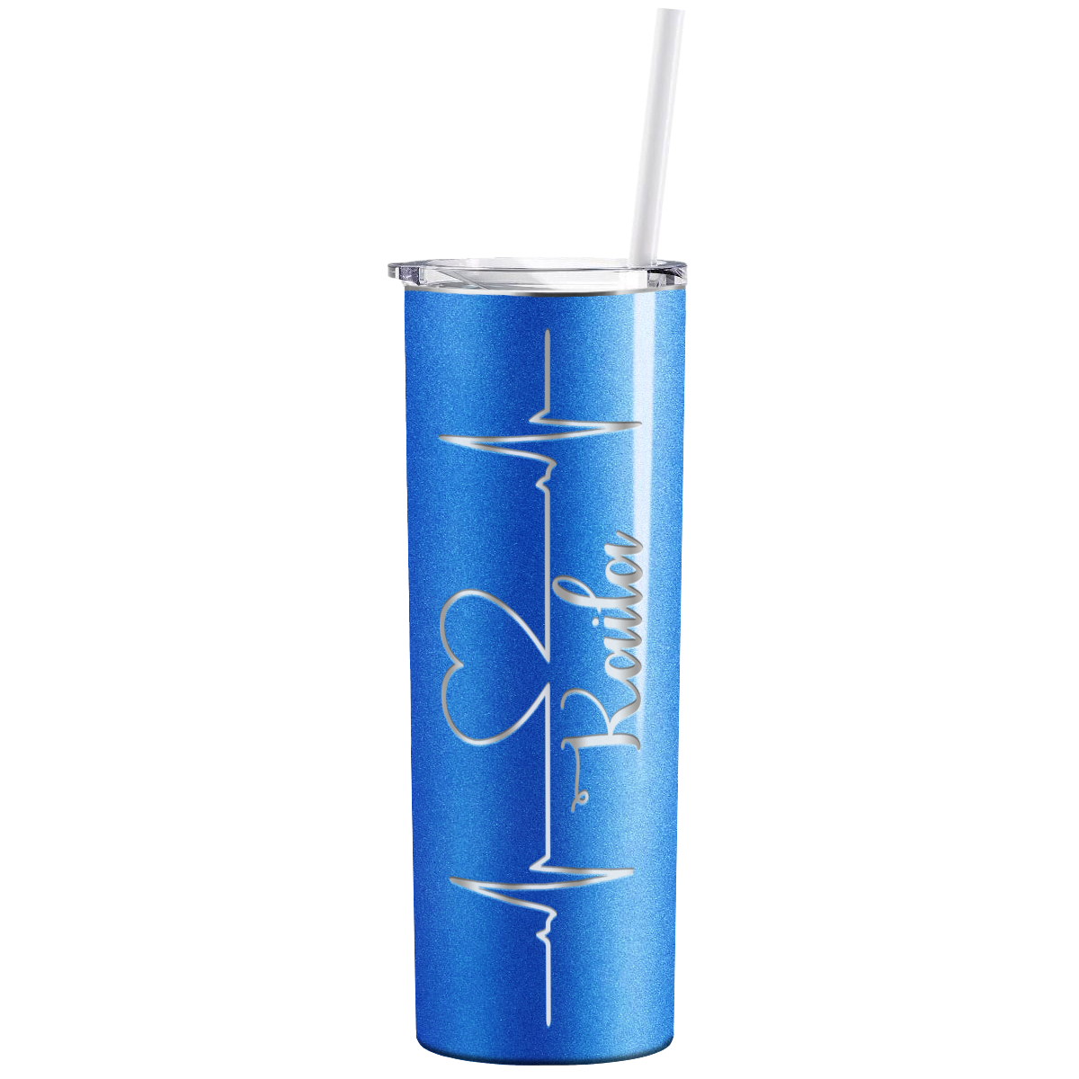 Personalized Nurse Laser Engraved 20oz Skinny Tumbler - Blue Glitter