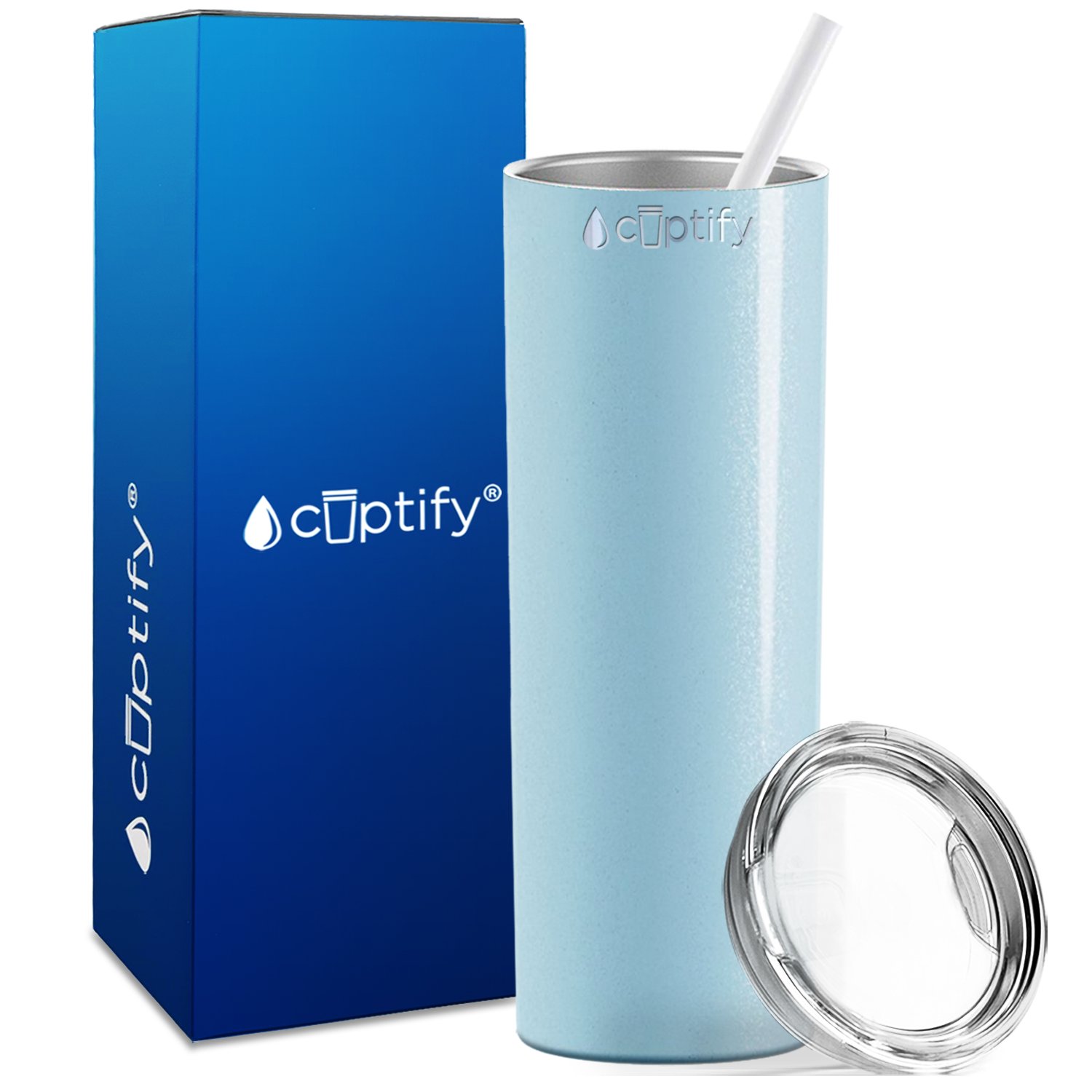  Blue Pastel Glitter Skinny Tumbler