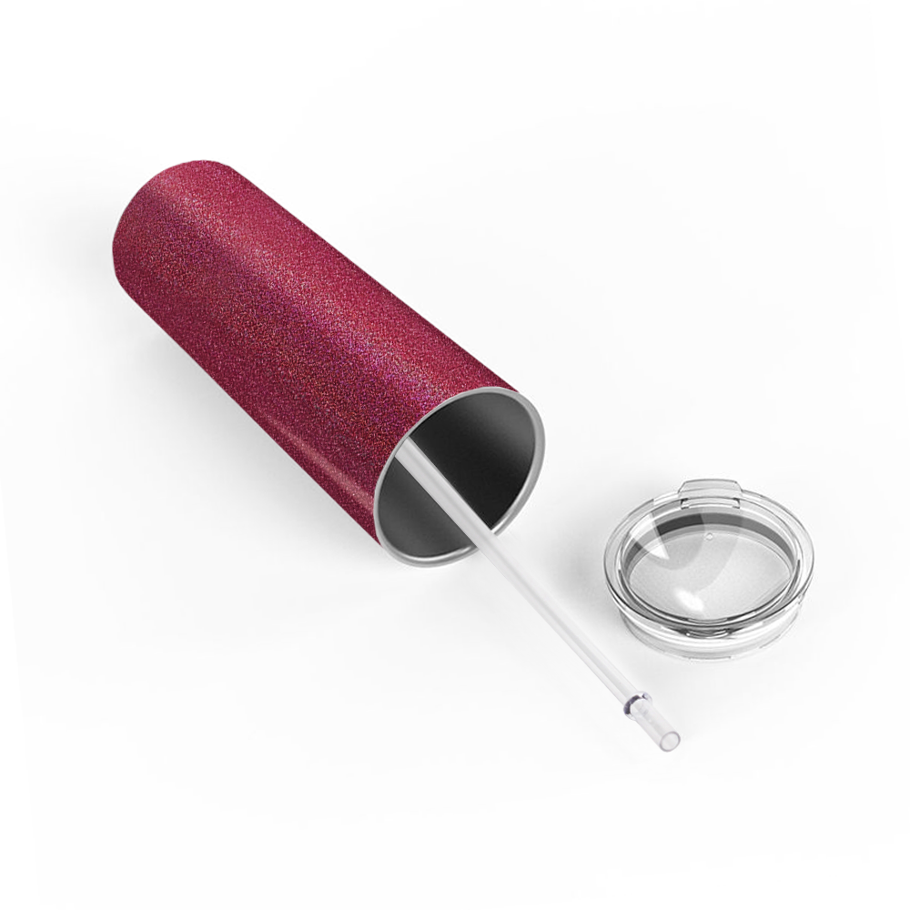 Personalized Engraved 20 oz Skinny 20oz Tumbler - Cherry Red Glitter