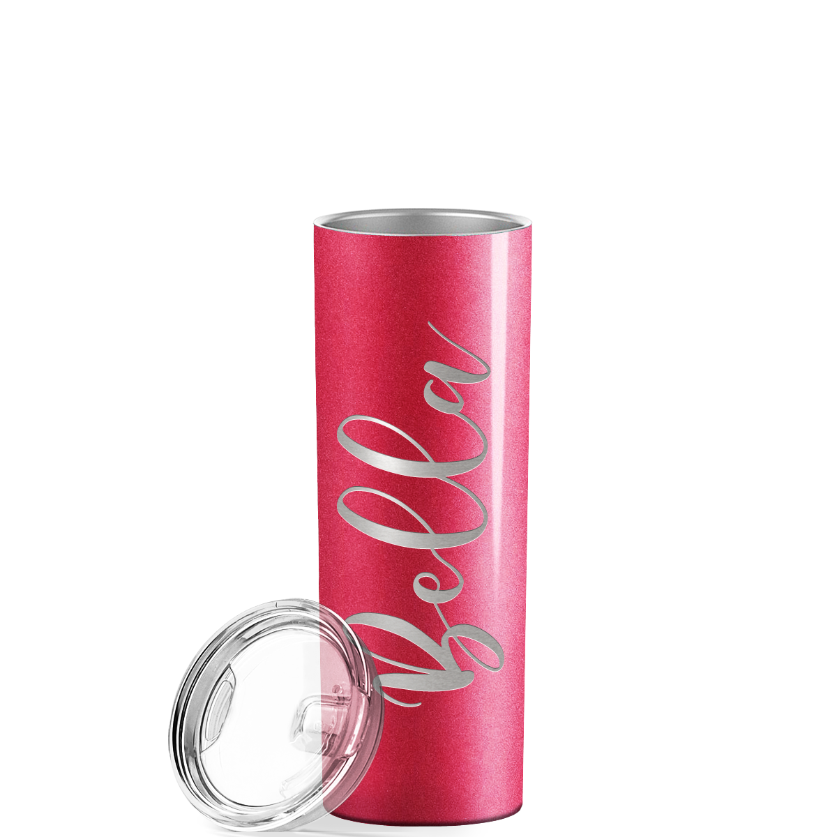 Personalized Engraved 20 oz Skinny 20oz Tumbler - Cherry Red Glitter