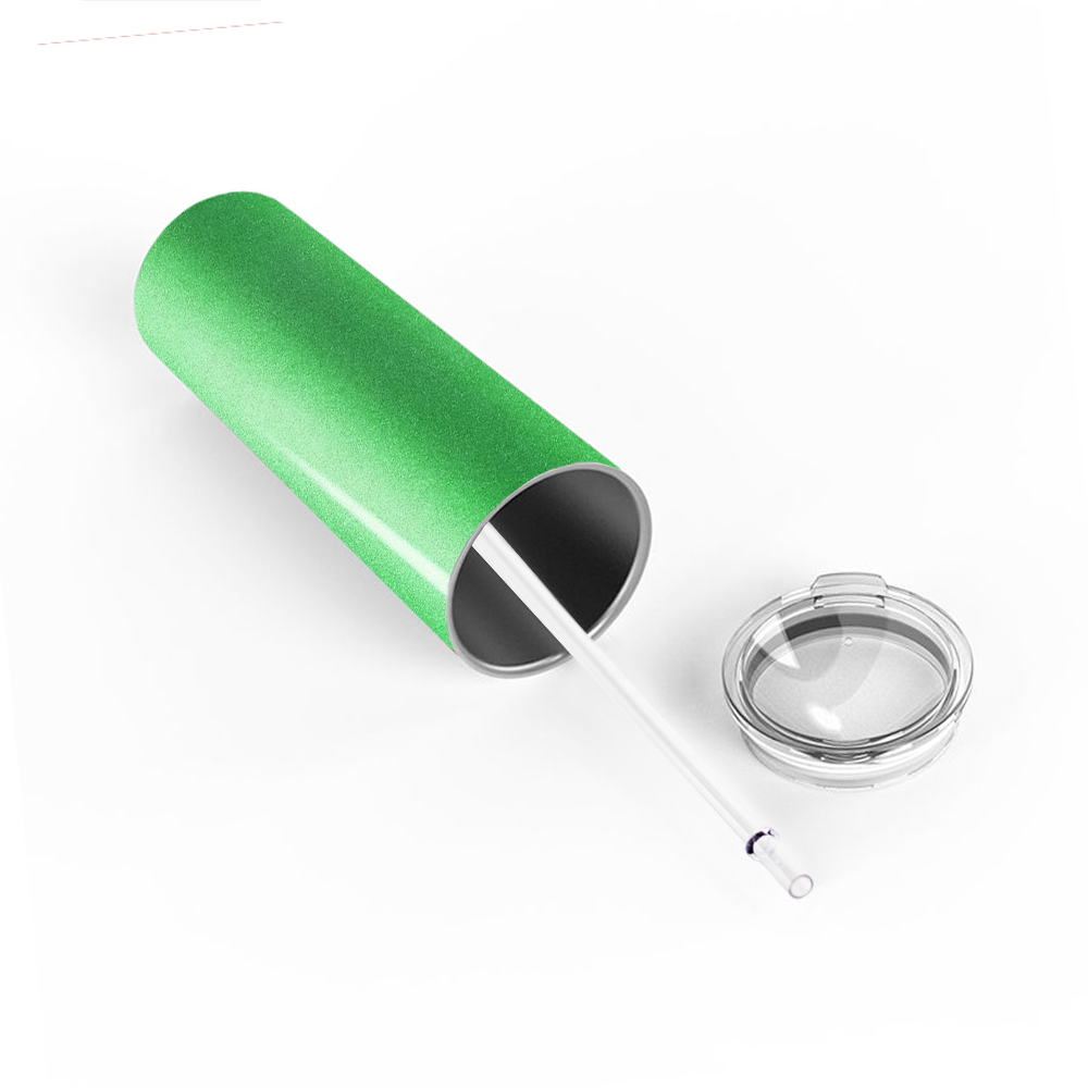 Personalized Engraved 20 oz Skinny 20oz Tumbler - Emerald Green Glitter