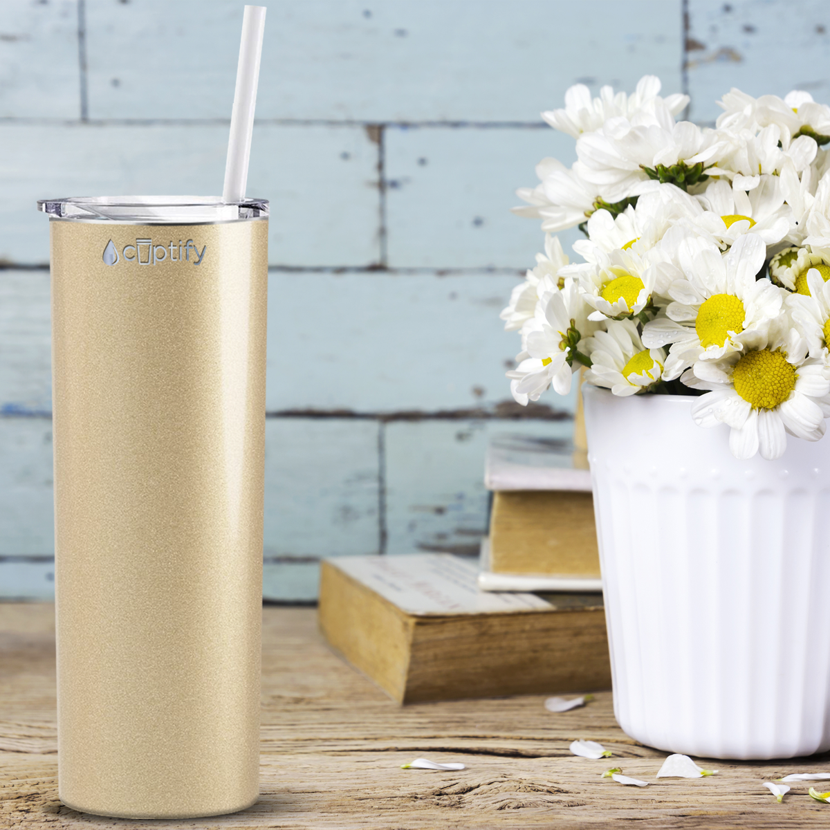  Gold Glitter Skinny Tumbler
