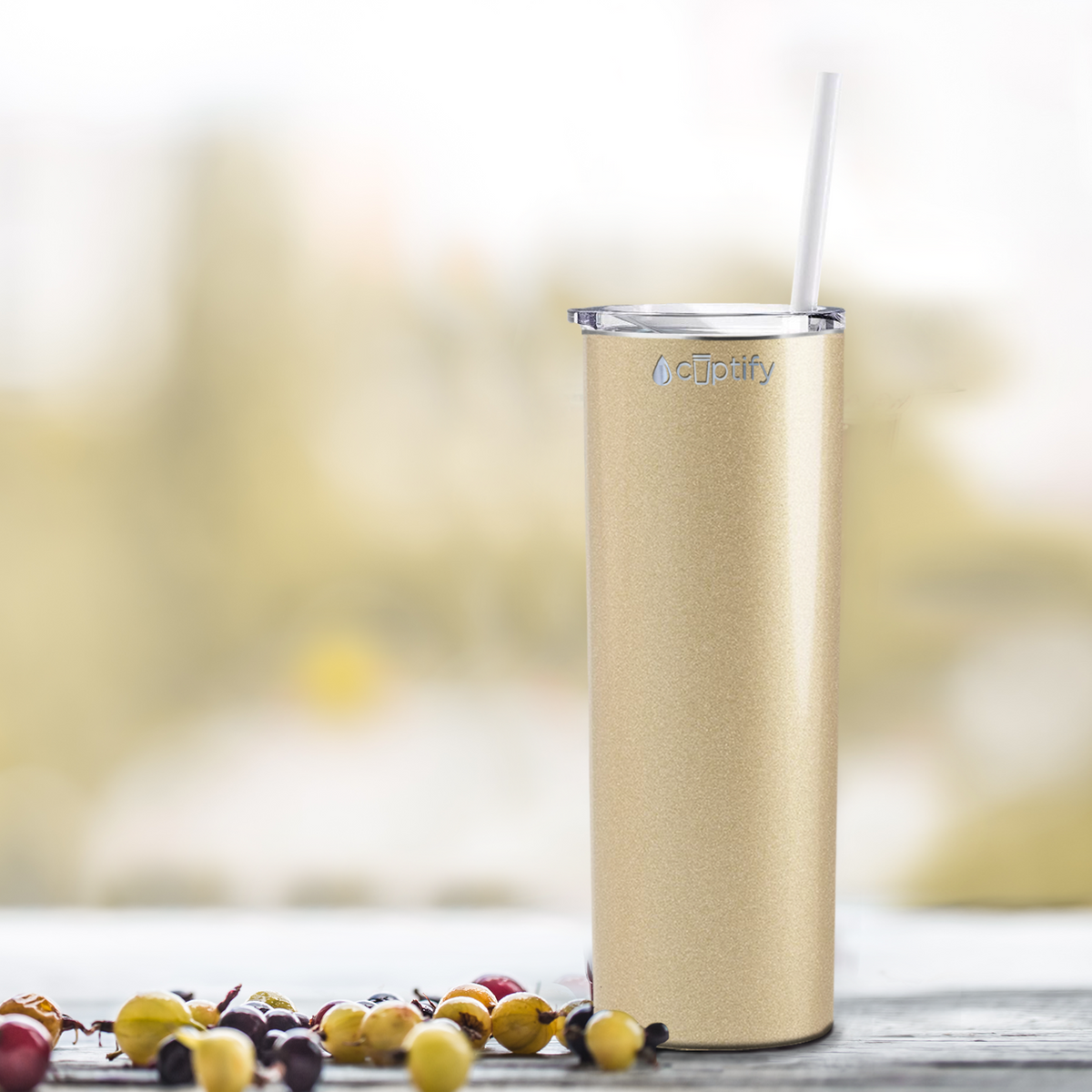  Gold Glitter Skinny Tumbler