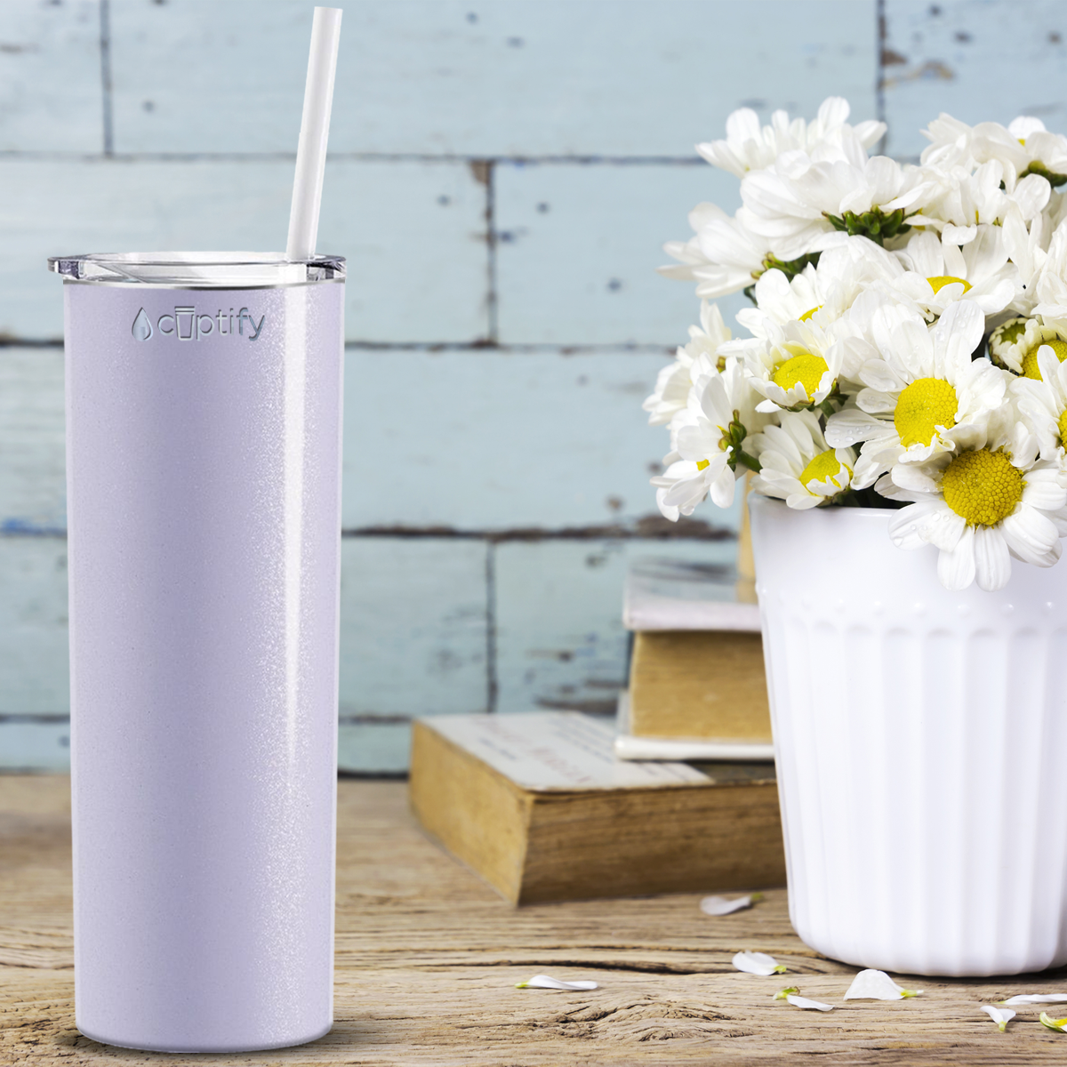  Lavender Glitter Skinny Tumbler