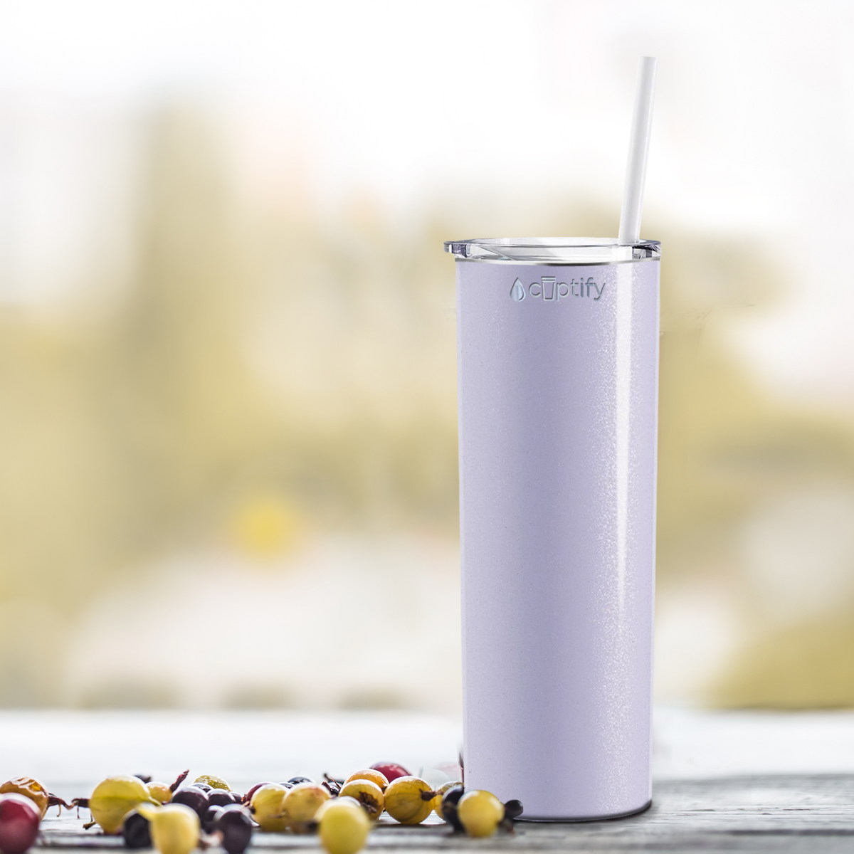  Lavender Glitter Skinny Tumbler