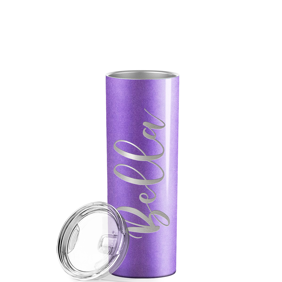 Personalized Engraved 20 oz Skinny 20oz Tumbler - Lavender Glitter