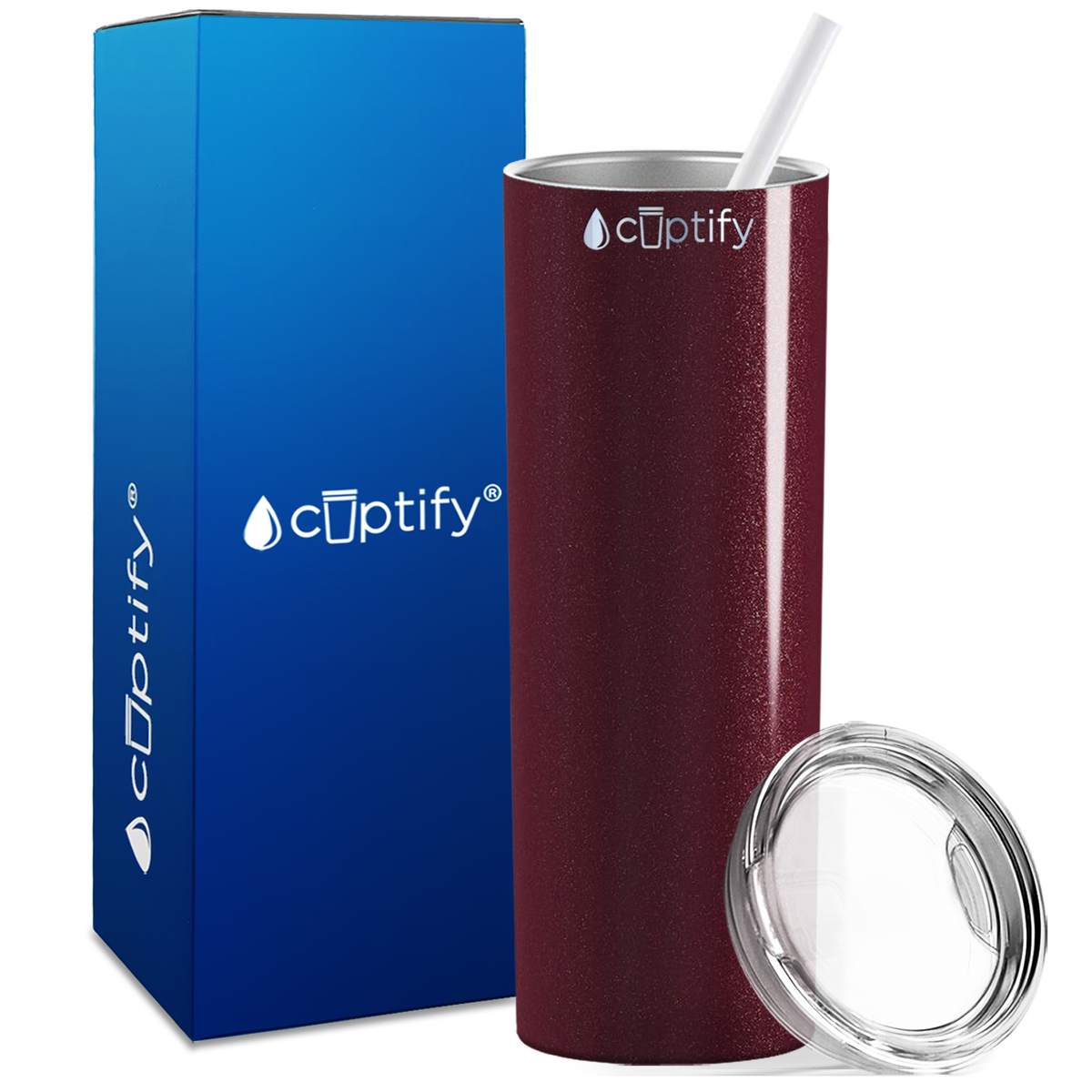  Maroon Glitter Skinny Tumbler