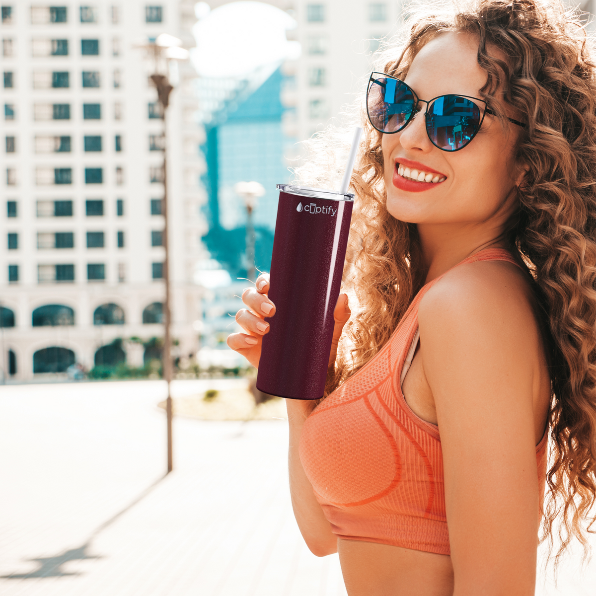  Maroon Glitter Skinny Tumbler