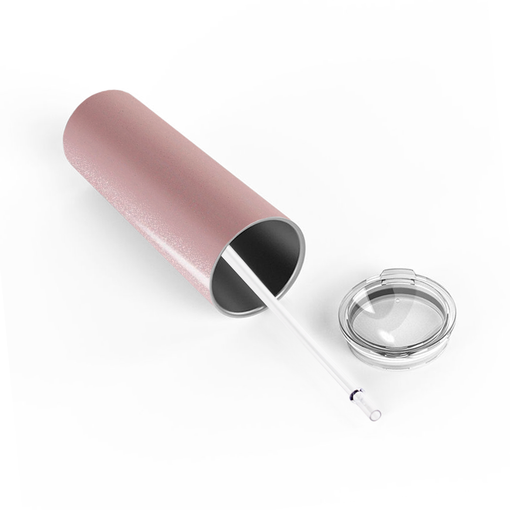  Peach Glitter Skinny Tumbler