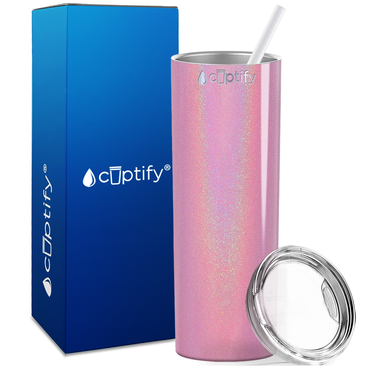  Pink Glitter Skinny Tumbler