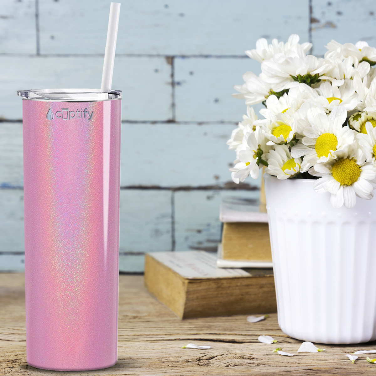  Pink Glitter Skinny Tumbler