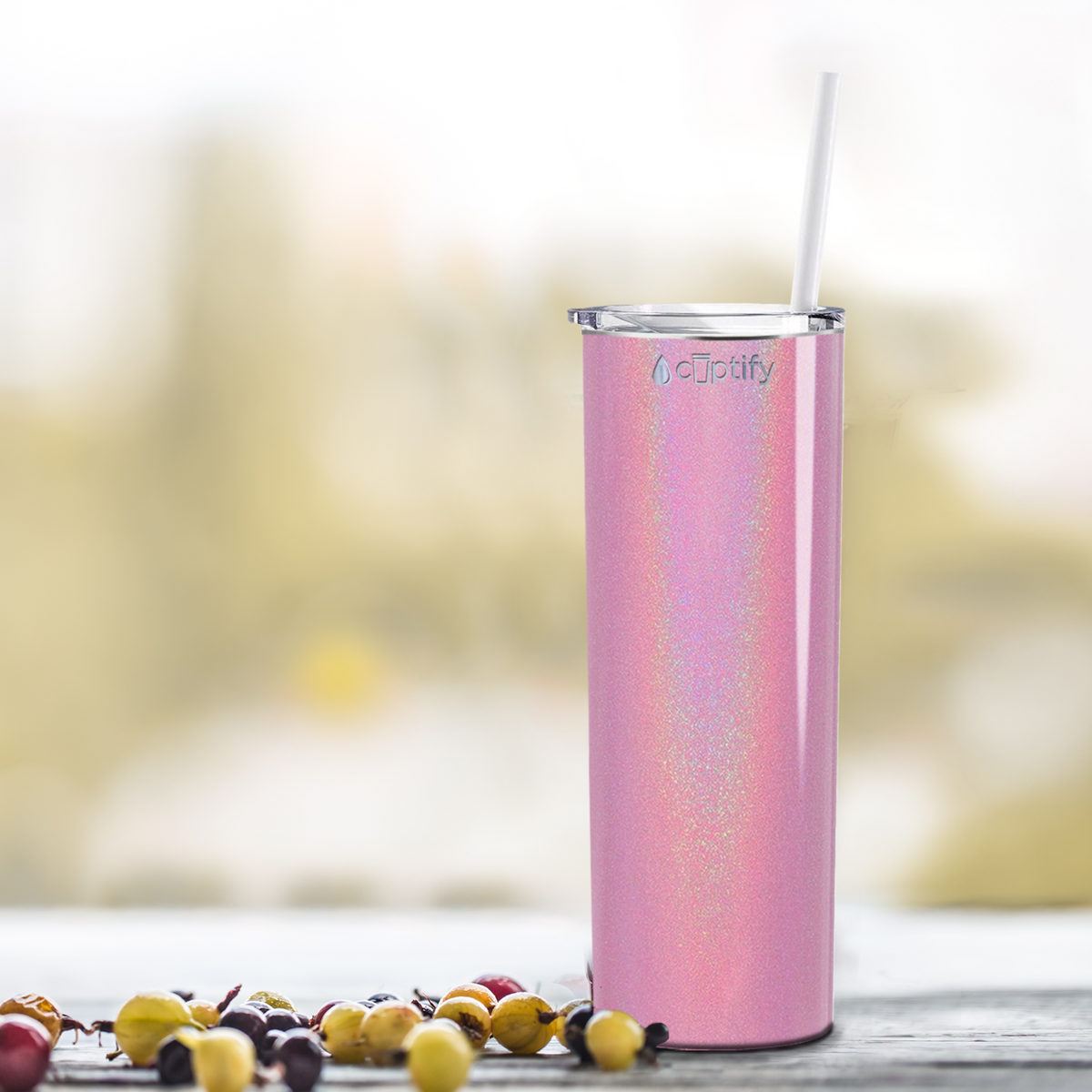  Pink Glitter Skinny Tumbler