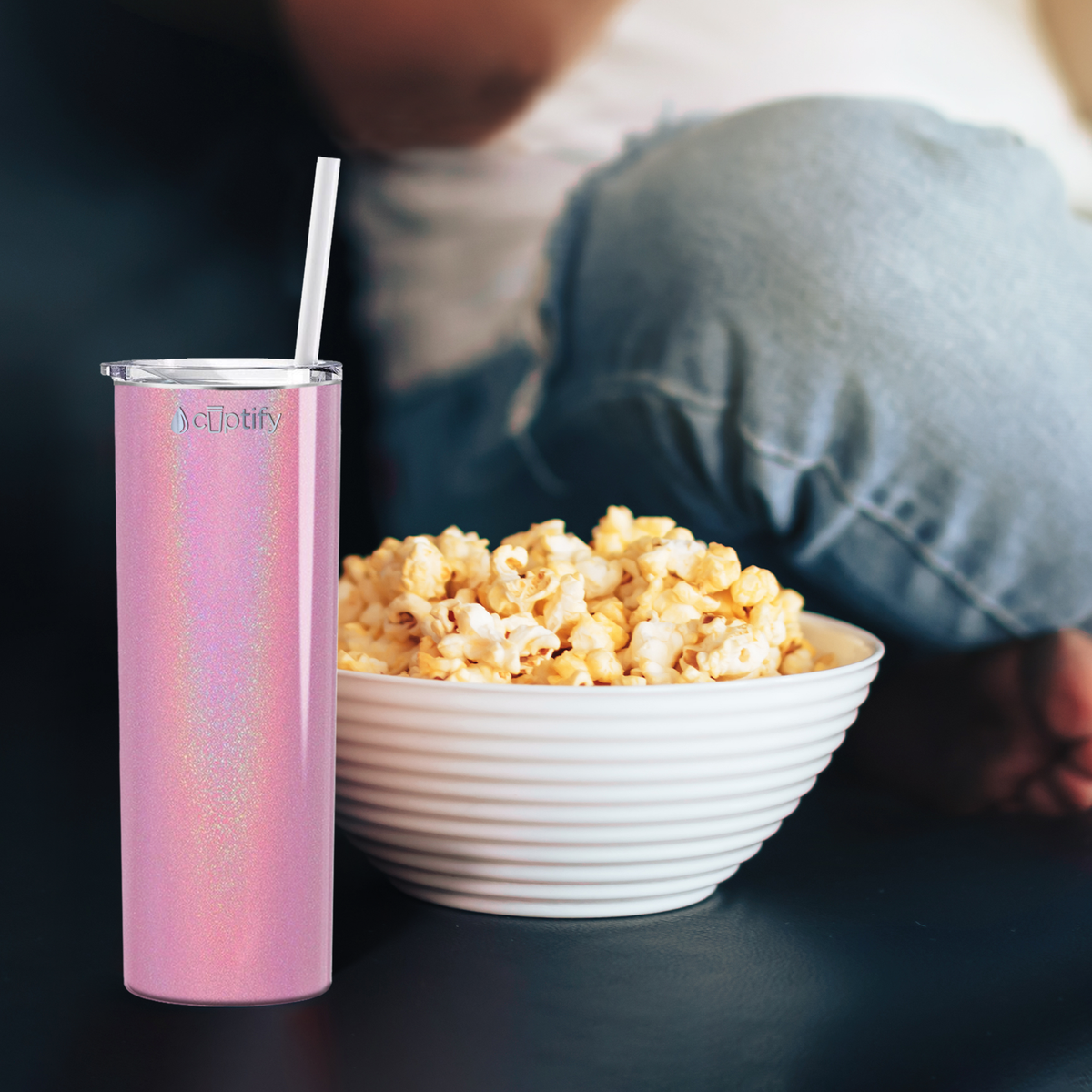  Pink Glitter Skinny Tumbler