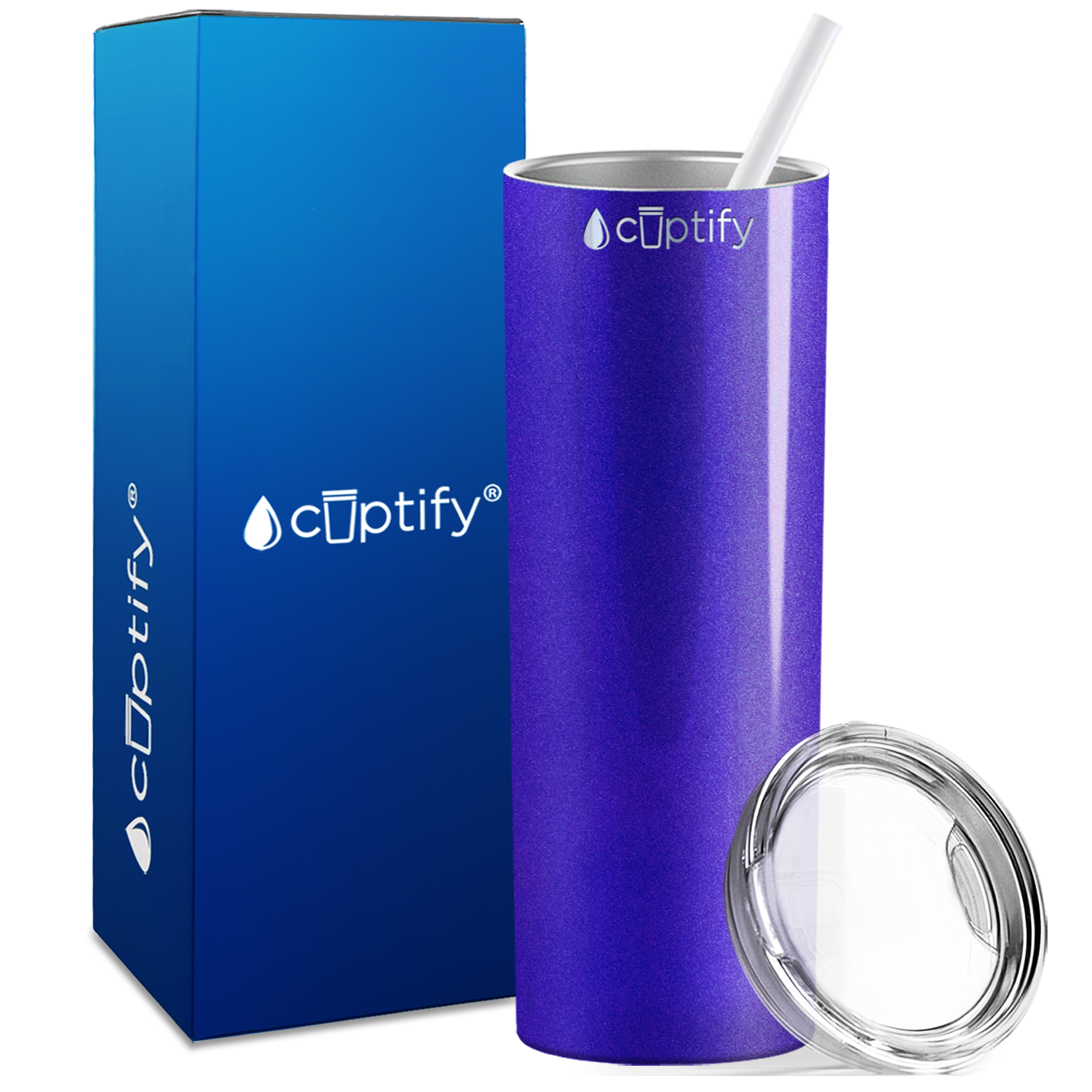 Purple Glitter Skinny Tumbler