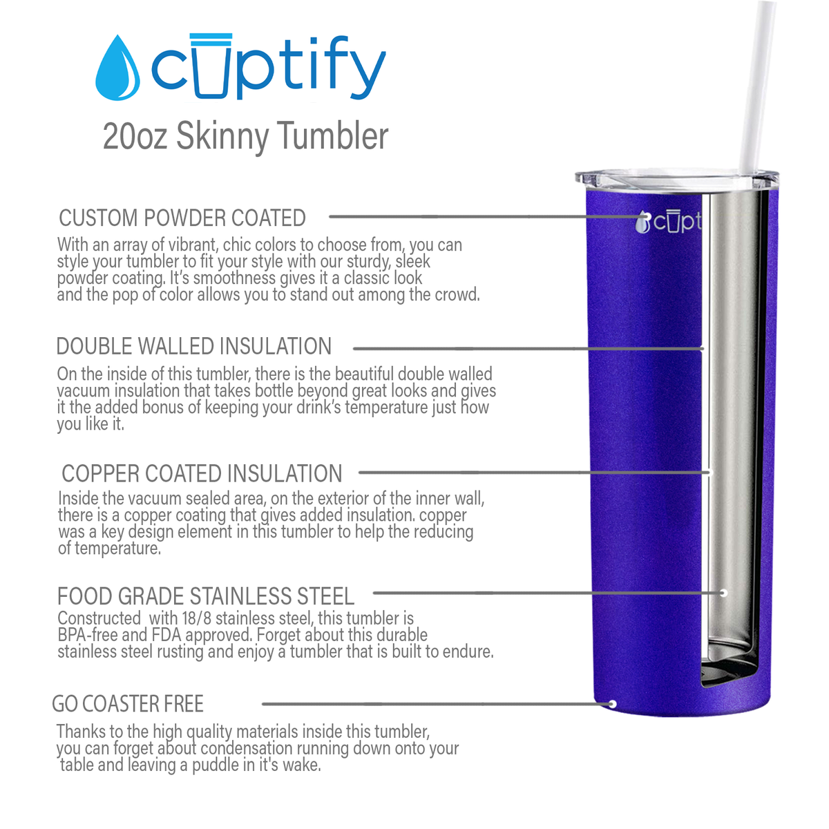  Purple Glitter Skinny Tumbler