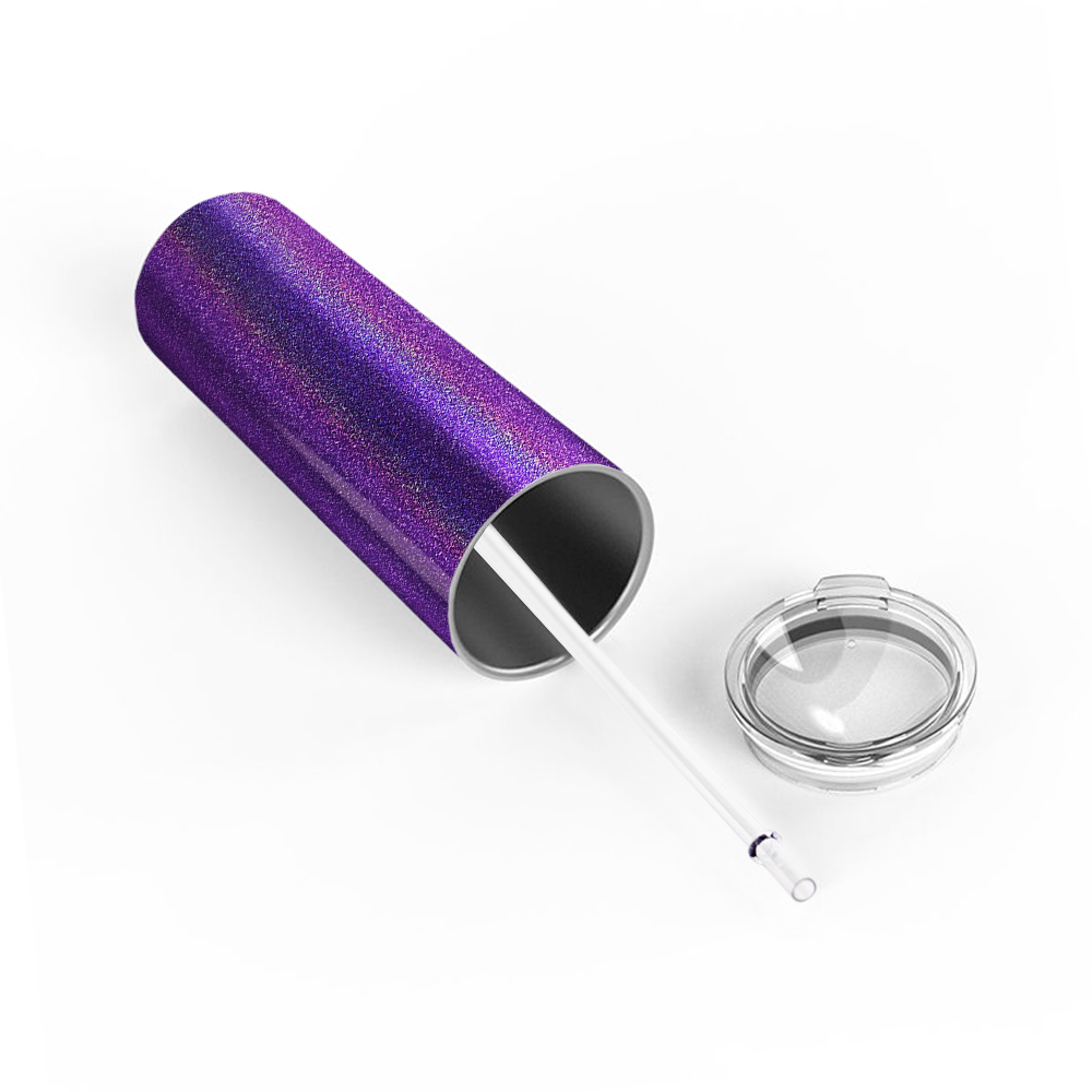 Personalized Engraved 20 oz Skinny 20oz Tumbler - Purple Glitter