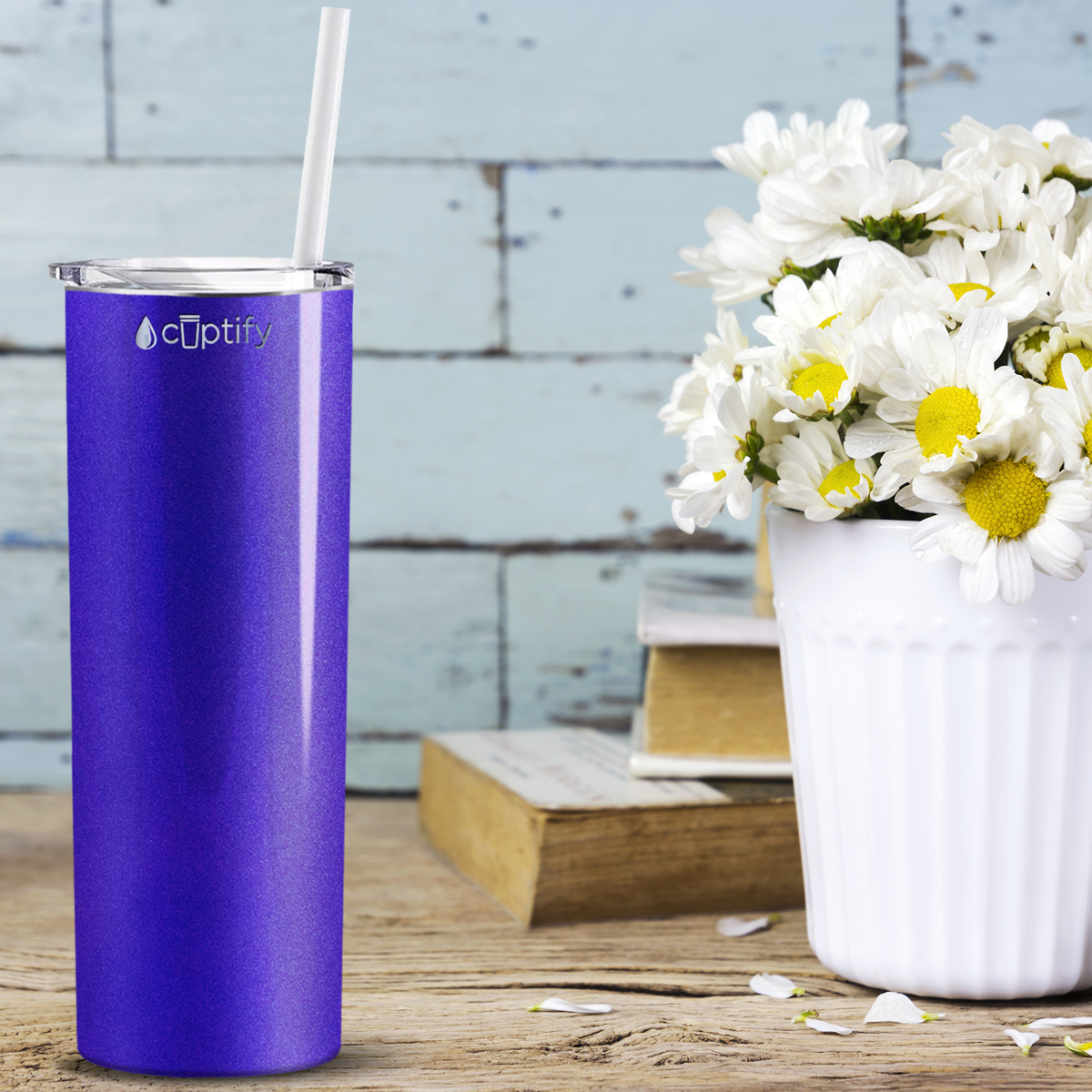  Purple Glitter Skinny Tumbler