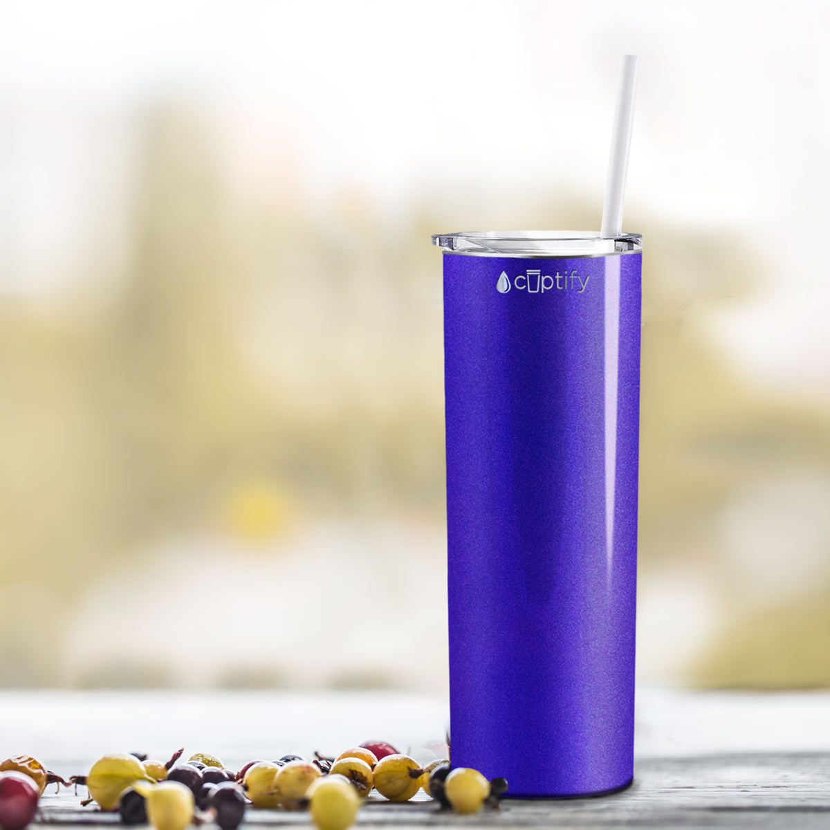  Purple Glitter Skinny Tumbler