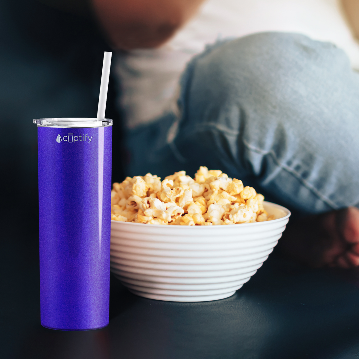  Purple Glitter Skinny Tumbler