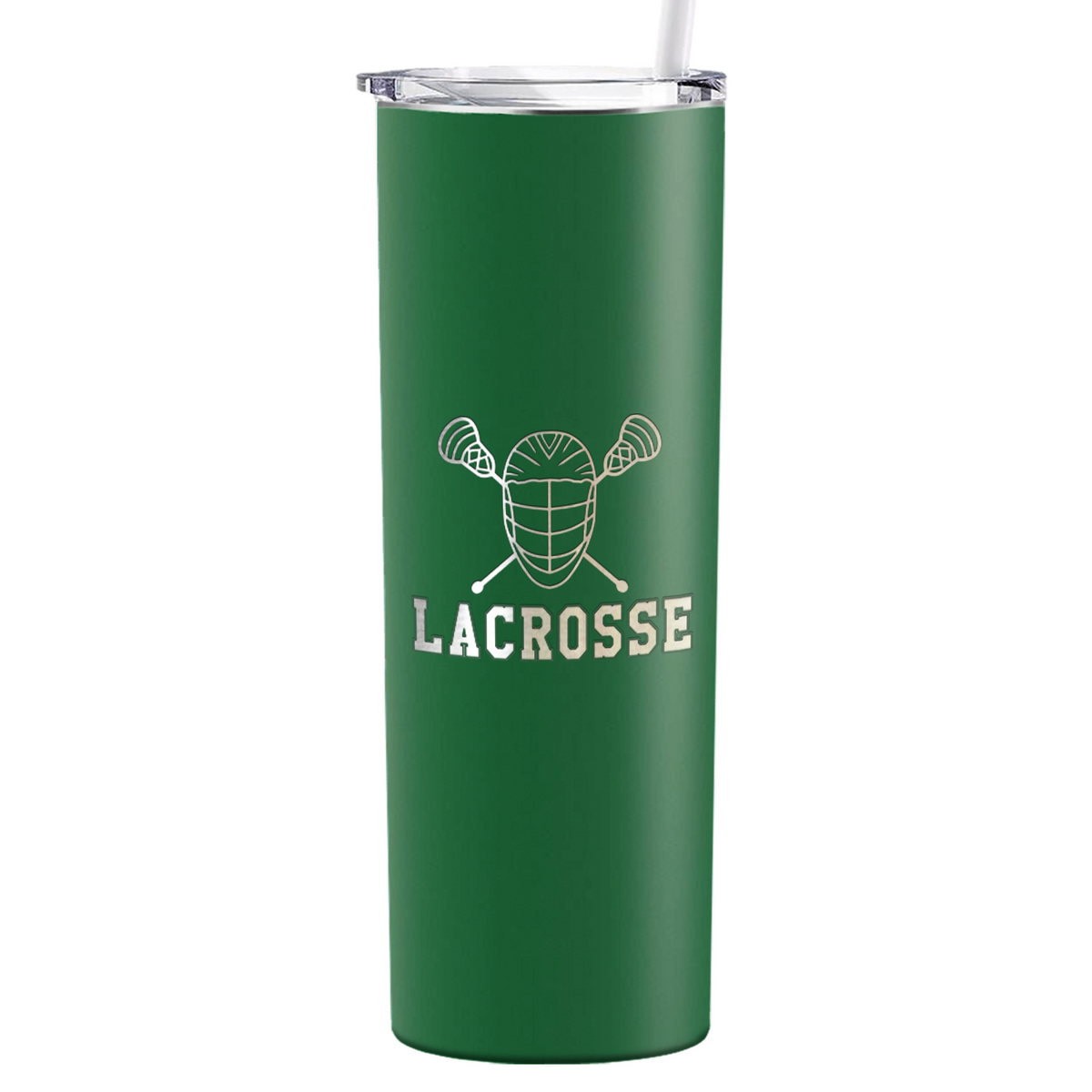 Lacrosse Mask and Sticks Laser Engraved on Stainless Steel Lacrosse Tumbler