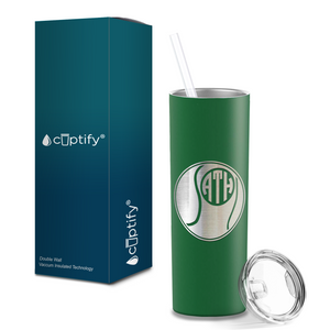 Personalized Monogrammed Tennis Ball Laser Engraved on Stainless Steel Tennis Tumbler