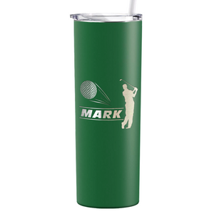 Personalized Golfer Laser Engraved on Stainless Steel Golf Tumbler