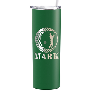 Personalized Golfer in Ball Laser Engraved on Stainless Steel Golf Tumbler