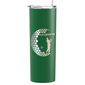 Personalized Golfer in Half Ball Laser Engraved on Stainless Steel Golf Tumbler