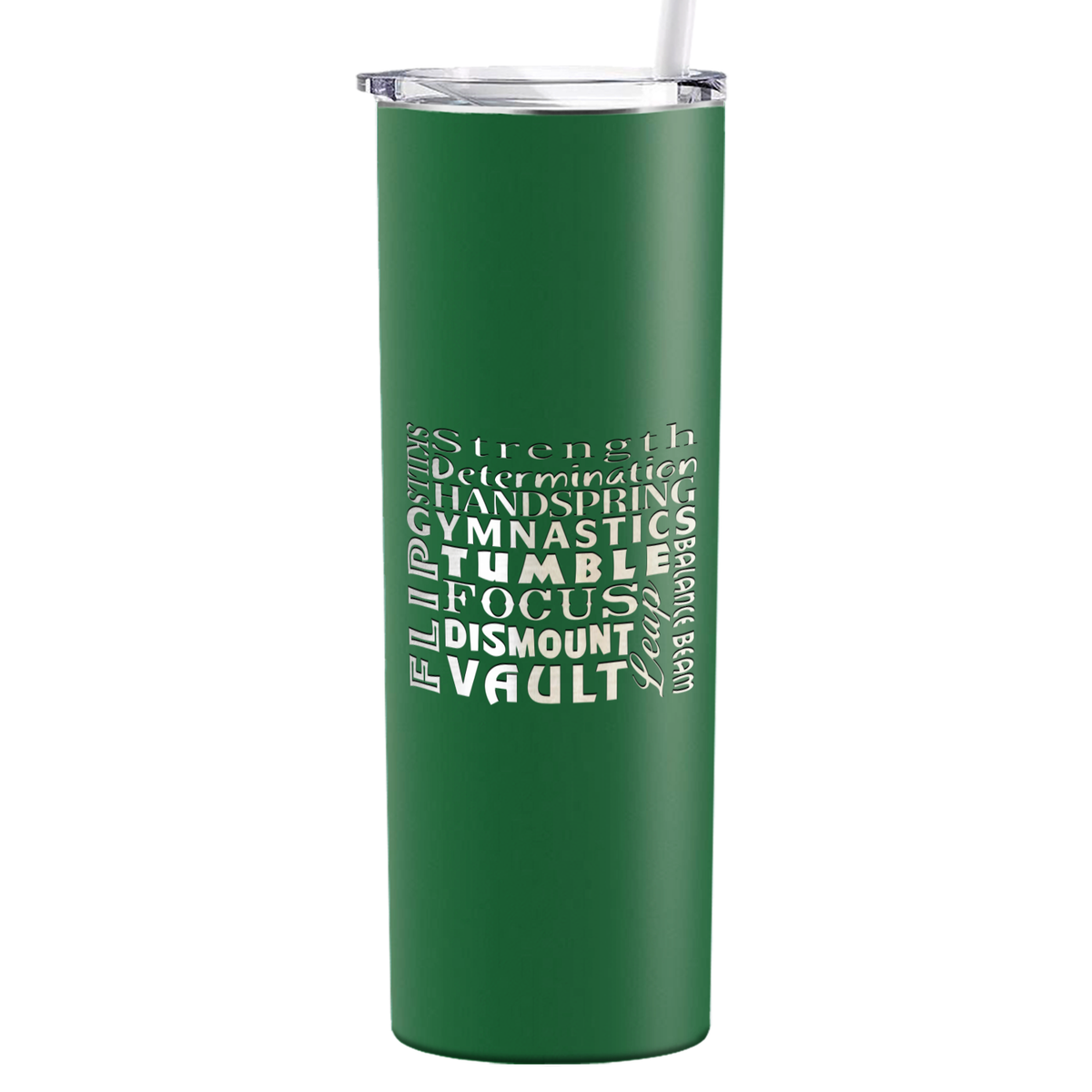 Gymnastics Strength and Focus Laser Engraved on Stainless Steel Gymnastics Tumbler
