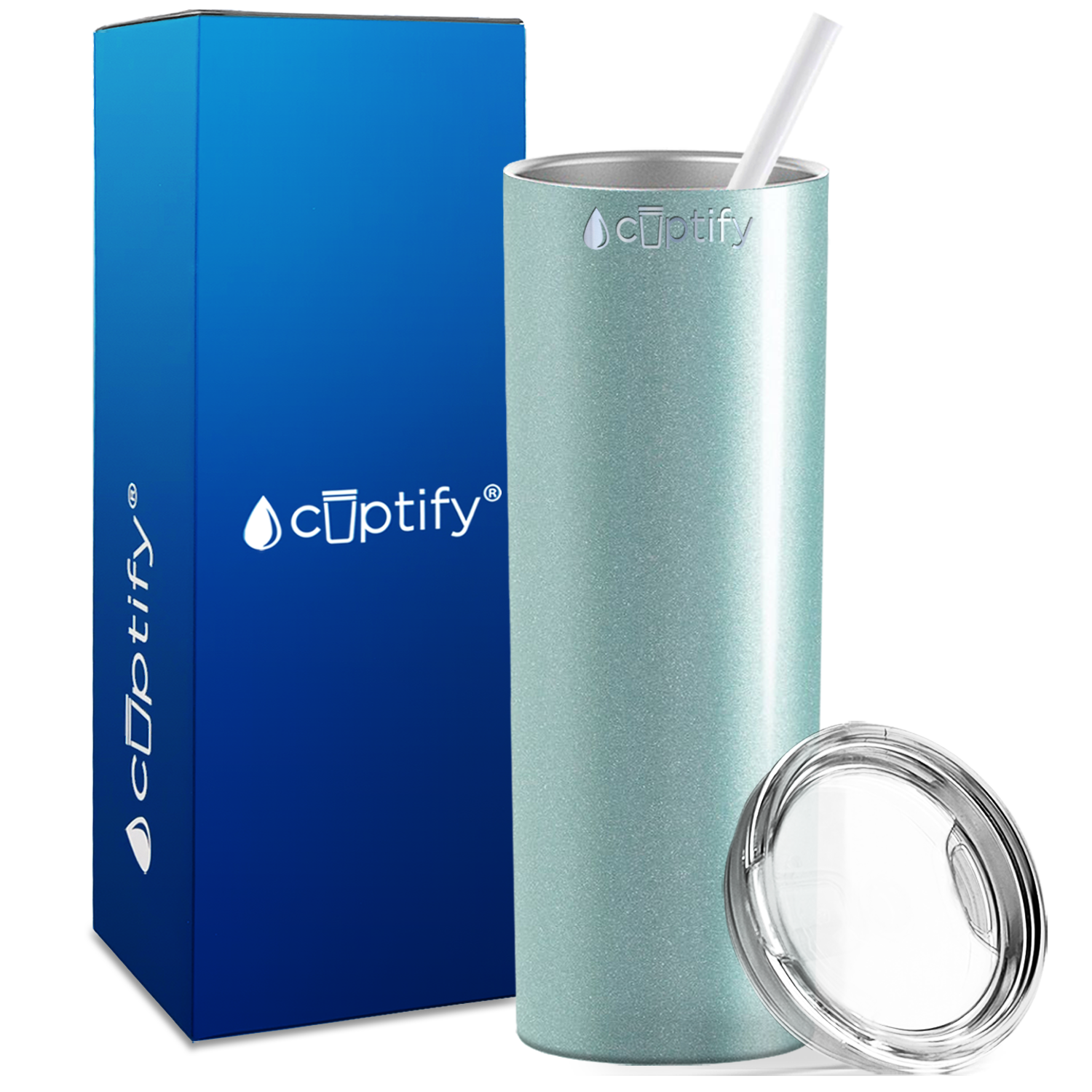  Seafoam Glitter Skinny Tumbler