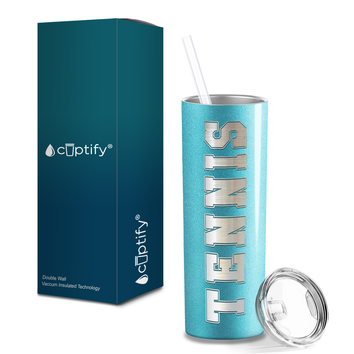 Tennis Laser Engraved on Stainless Steel Tennis Tumbler