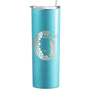 Personalized Golfer in Half Ball Laser Engraved on Stainless Steel Golf Tumbler