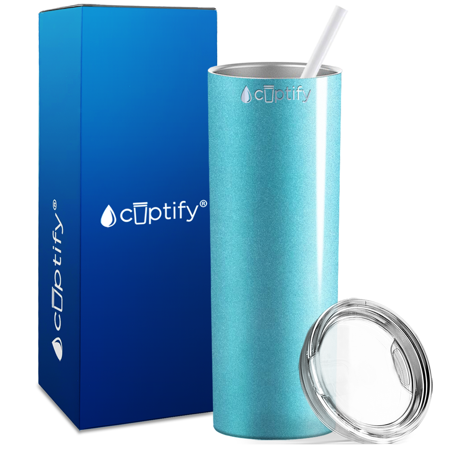  Teal Glitter Skinny Tumbler