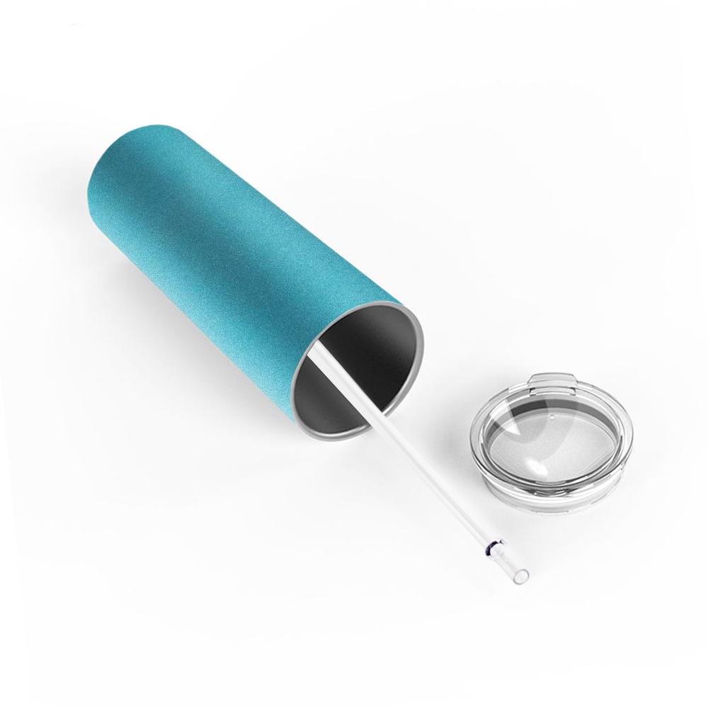 Personalized Engraved 20 oz Skinny 20oz Tumbler - Teal Glitter