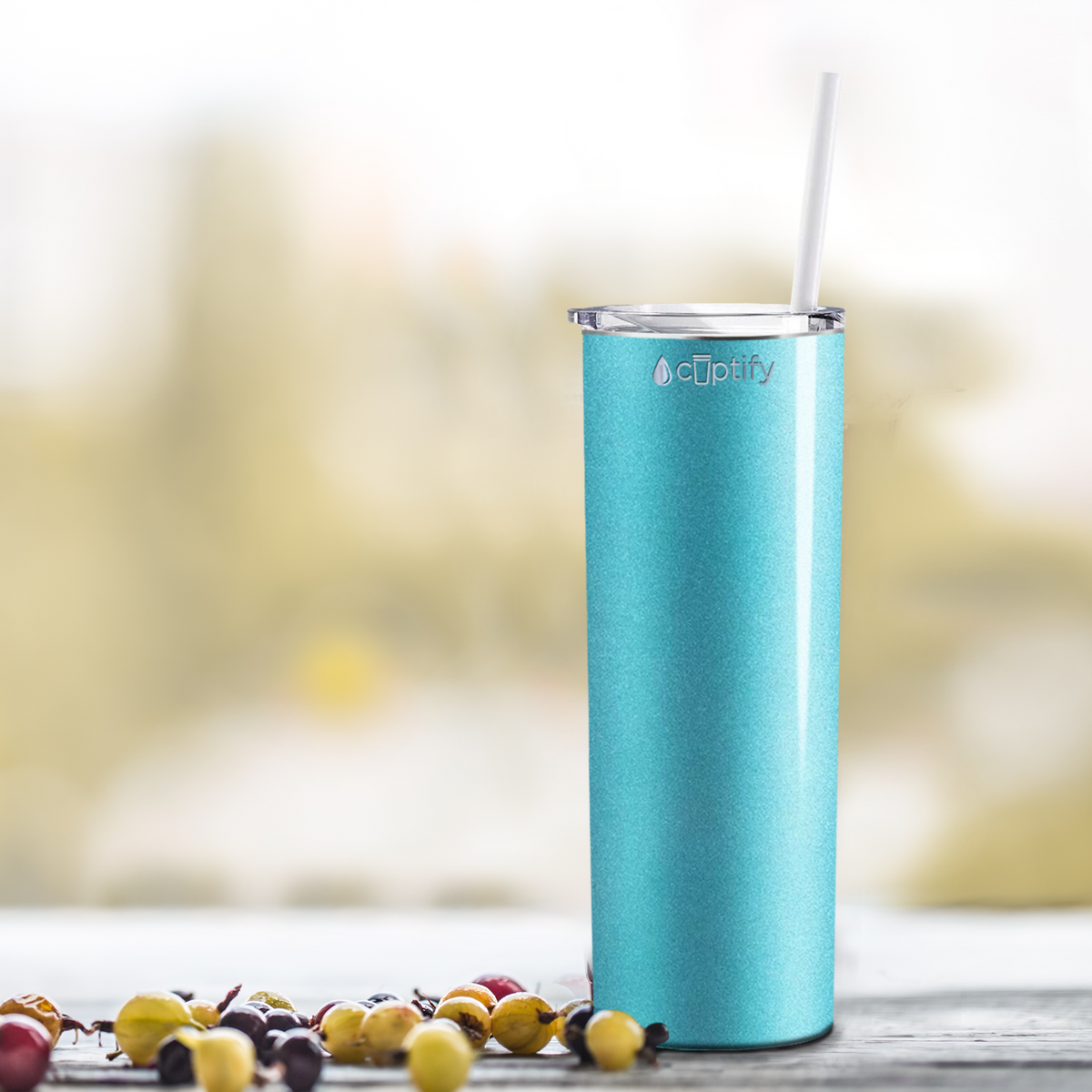  Teal Glitter Skinny Tumbler